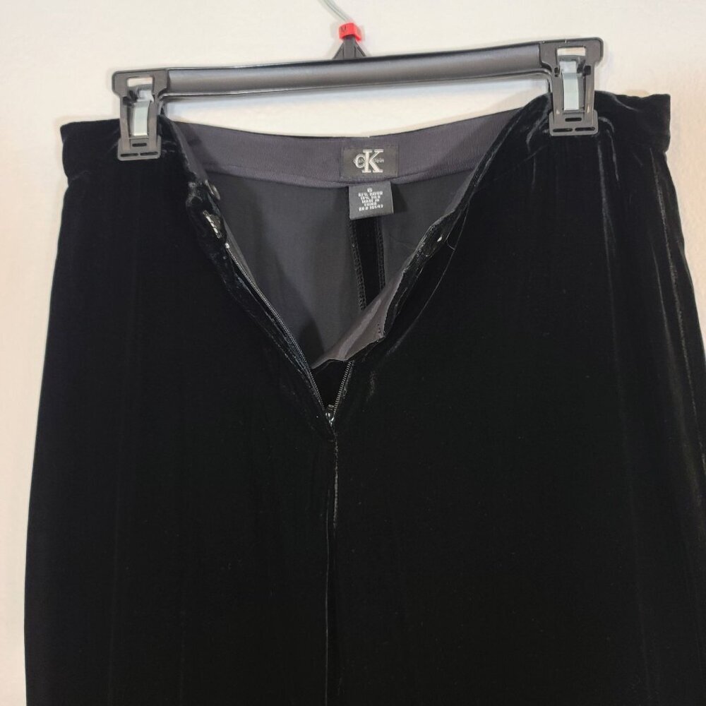 Calvin Klein High Waisted Velvet Silk Blend‎ Black Dress Pants Boot Cut Size 6 - Picture 5 of 8